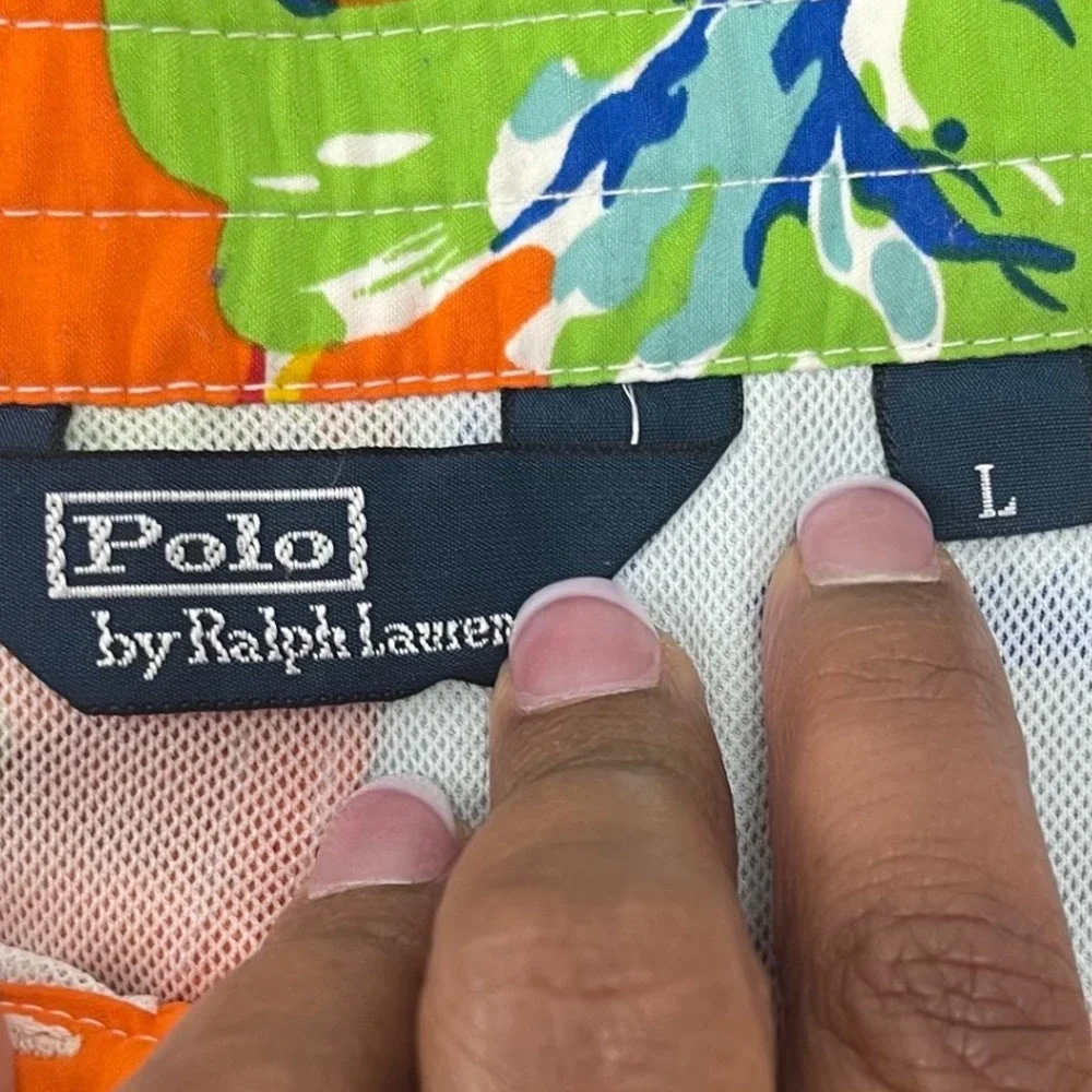 Polo Ralph Lauren‎ Floral Swim Trunks Orange Tropical Beach Shorts L